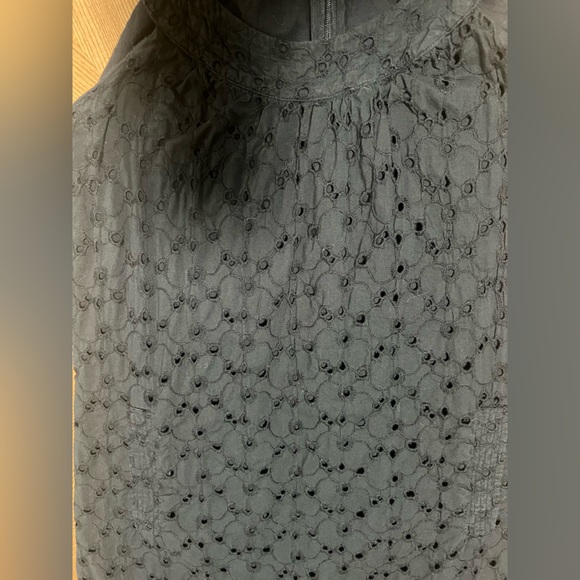 J Crew Black Eyelet mini dress high neck women’s size 4 100% cotton - Picture 3 of 7